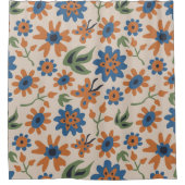 ベージュボホフラワー シャワーカーテン (正面)