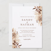 ベージュボホフローラ結婚式招待状 招待状 (正面)