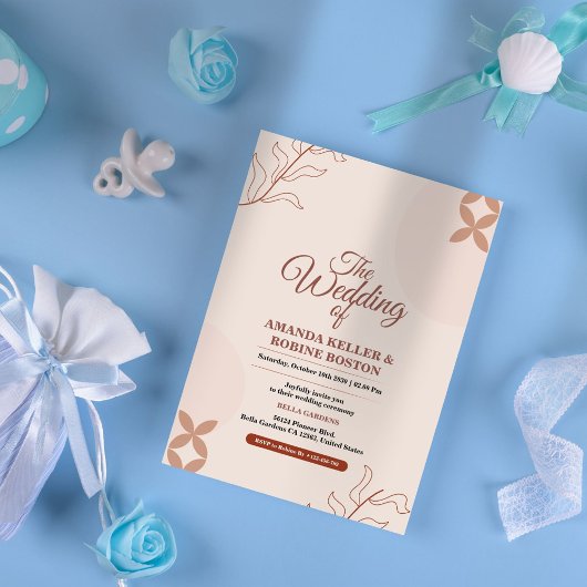 ベージュボホミニマル結婚式招待状 招待状