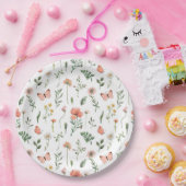 ベージュボホワイルドフラワーパターン（の模様が）あるズ紙プレート ペーパープレート (パーティー)