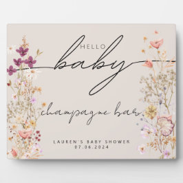 ベージュボホワイルドフラワーベイビーシャワー卓上記号 フォトプラーク