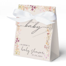 ベージュボホワイルドフラワーベビーシャワーギフト