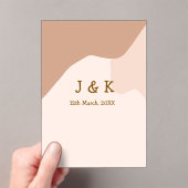 ベージュボホ曲線結婚オレンジの名前日付 アクリル招待状 (インサイチュ (ポータブル))