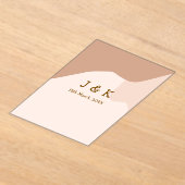 ベージュボホ曲線結婚オレンジの名前日付 アクリル招待状 (レイダウン)