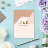 ベージュボホ曲線結婚オレンジの名前日付 アクリル招待状 (インサイチュ (ウェディング))