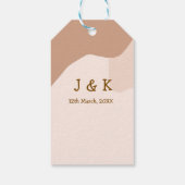 ベージュボホ曲線結婚オレンジの名前日付 ギフトタグ (裏面)