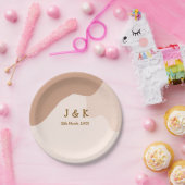 ベージュボホ曲線結婚オレンジの名前日付 ペーパープレート (パーティー)