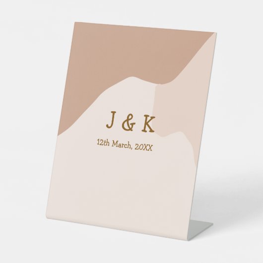 ベージュボホ曲線結婚オレンジの名前日付 台座サイン (正面)