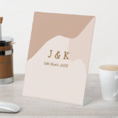 ベージュボホ曲線結婚オレンジの名前日付 台座サイン (インサイチュ)