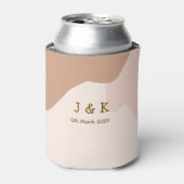 ベージュボホ曲線結婚オレンジの名前日付 缶クーラー (缶正面)