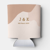 ベージュボホ曲線結婚オレンジの名前日付 缶クーラー (裏面)