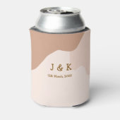 ベージュボホ曲線結婚オレンジの名前日付 缶クーラー (缶裏面)