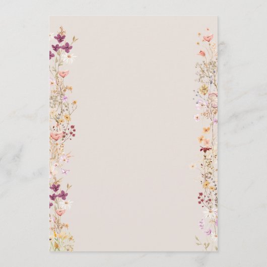 ベージュボホ野生の花の赤ちゃんシャワームームまたはパパゲーム アドバイスカード (裏面)