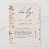 ベージュボホ野生の花の赤ちゃんシャワームームまたはパパゲーム アドバイスカード (正面/裏面)