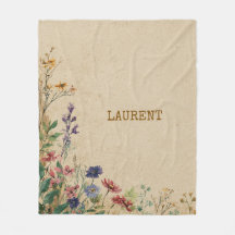 ベージュボーダー ラスティック ボホー ワイルドフラワー 水彩