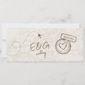 ベージュボーディングパス宛先ウェディングフィジー 招待状 (裏面)