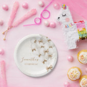 ベージュボーバルーン誕生日紙プレート ペーパープレート (パーティー)