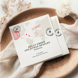 ベージュマップデスティネーションウェディング スタンダードカクテルナプキン