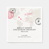 ベージュマップデスティネーションウェディング スタンダードカクテルナプキン (正面)