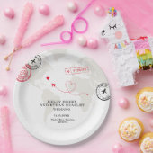 ベージュマップデスティネーションウェディング ペーパープレート (パーティー)