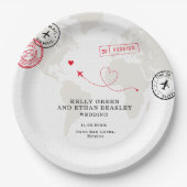 ベージュマップデスティネーションウェディング ペーパープレート (正面)