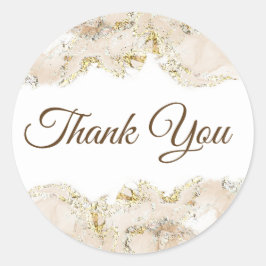 ベージュマーブリングデザイン感謝していユー ラウンドシール