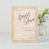 ベージュマーブルエレガント金ゴールドブライダルシャワー招待 カード (スタンド正面)
