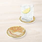 ベージュマーブルストーン縁ど金ゴールド コースター (側面)