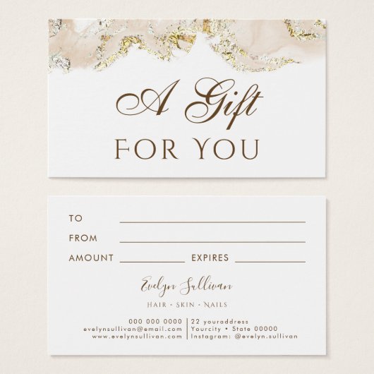 ベージュマーリングデザインギフトカード (正面&裏面)