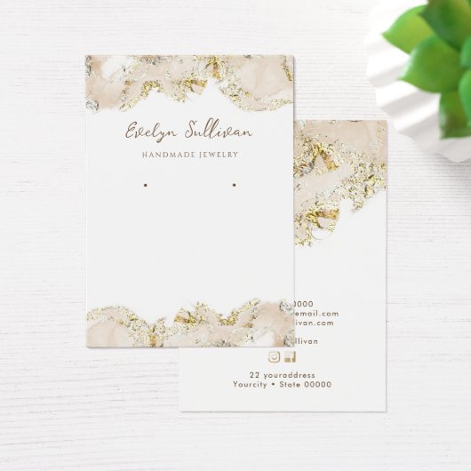 ベージュマーリングデザインジュエリー表示カード (デスク)