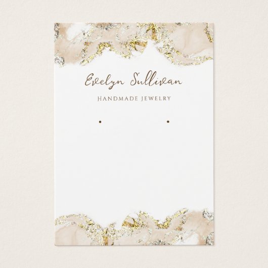 ベージュマーリングデザインジュエリー表示カード (正面)