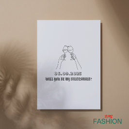 ベージュミニマリストブライドメイド提案招待状 サンキューカード