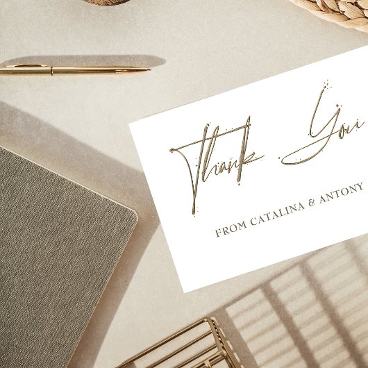 ベージュミニマリスト手書きサンキューカード サンキューカード