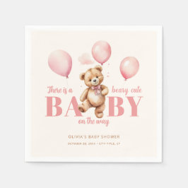 ベージュミニマルなベビーシャワーを心底待ちできる スタンダードカクテルナプキン