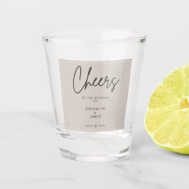 ベージュミニマルの結婚ショットグラス ショットグラス