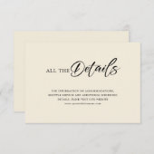 ベージュミニマルの詳細の黒い結婚脚本 招待状 (正面/裏面)