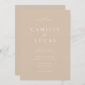 ベージュミニマルエレガントリストフォト結婚式招待状 招待状 (正面/裏面)