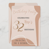 ベージュミニマルエレガントリスト誕生日招待状 招待状 (正面/裏面)