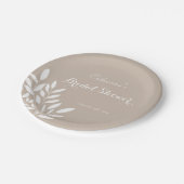 ベージュミニマルグリーンブライダルシャワー ペーパープレート (アングル)