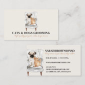 ベージュミニマルソファモダンパグドッグキャットペット 名刺 (正面/裏面)