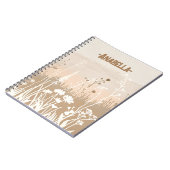 ベージュミニマルソフト秋フローラガーデン ノートブック (左側)