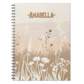 ベージュミニマルソフト秋フローラガーデン ノートブック (正面)