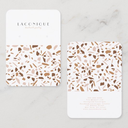 ベージュミニマルテラゾモザイクジュエリーディスプレイ 名刺 (正面/裏面)