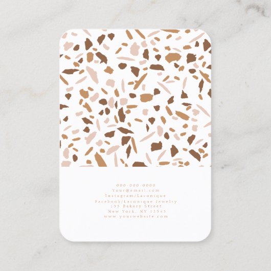 ベージュミニマルテラゾモザイクジュエリーディスプレイ 名刺 (裏面)