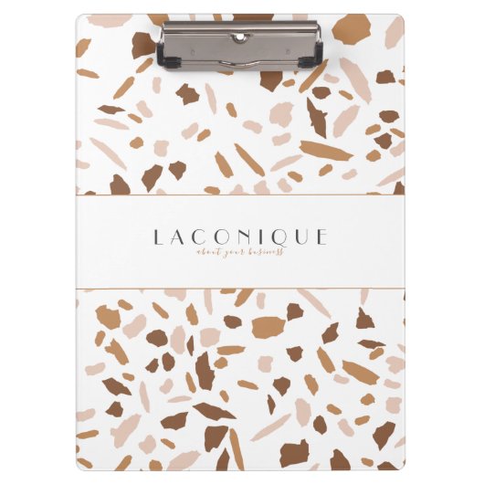 ベージュミニマルテラゾモザイク クリップボード (正面)