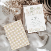 ベージュミニマルファームベビーシャワー 招待状