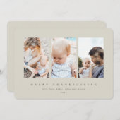 ベージュミニマルフレーム3写真ハッピー感謝祭 シーズンカード (正面/裏面)