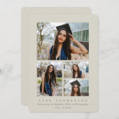 ベージュミニマルフレーム4写真卒業 案内状 (正面/裏面)