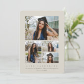 ベージュミニマルフレーム4写真卒業 案内状 (スタンド正面)