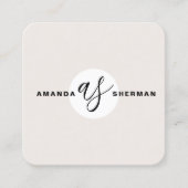 ベージュミニマルプロフェッショナルスキャナブルQRコード スクエア名刺 (正面)